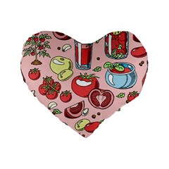 Tomato Seamless Pattern Juicy Tomatoes Food Sauce Ketchup Soup Paste With Fresh Red Vegetables Standard 16  Premium Heart Shape Cushions by BangZart