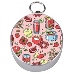 Tomato Seamless Pattern Juicy Tomatoes Food Sauce Ketchup Soup Paste With Fresh Red Vegetables Silver Compasses by BangZart