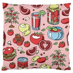 Tomato Seamless Pattern Juicy Tomatoes Food Sauce Ketchup Soup Paste With Fresh Red Vegetables Large Flano Cushion Case (one Side) by BangZart