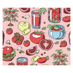 Tomato Seamless Pattern Juicy Tomatoes Food Sauce Ketchup Soup Paste With Fresh Red Vegetables Double Sided Flano Blanket (small)  by BangZart