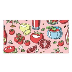 Tomato Seamless Pattern Juicy Tomatoes Food Sauce Ketchup Soup Paste With Fresh Red Vegetables Satin Shawl by BangZart