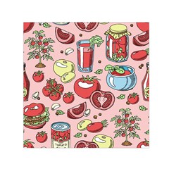 Tomato Seamless Pattern Juicy Tomatoes Food Sauce Ketchup Soup Paste With Fresh Red Vegetables Small Satin Scarf (square) by BangZart