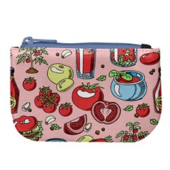 Tomato Seamless Pattern Juicy Tomatoes Food Sauce Ketchup Soup Paste With Fresh Red Vegetables Large Coin Purse by BangZart