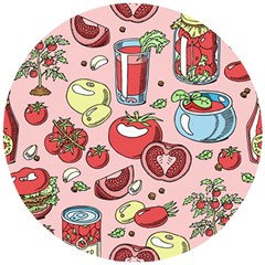 Tomato Seamless Pattern Juicy Tomatoes Food Sauce Ketchup Soup Paste With Fresh Red Vegetables Wooden Puzzle Round by BangZart