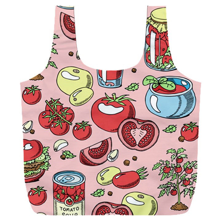 Tomato seamless pattern juicy tomatoes food sauce ketchup soup paste with fresh red vegetables Full Print Recycle Bag (XXL)