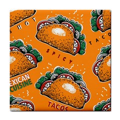 Seamless Pattern With Taco Tile Coaster by BangZart