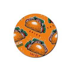 Seamless Pattern With Taco Rubber Coaster (round)  by BangZart