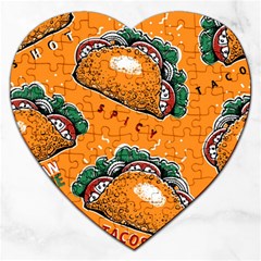 Seamless Pattern With Taco Jigsaw Puzzle (heart) by BangZart