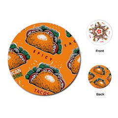 Seamless Pattern With Taco Playing Cards Single Design (round) by BangZart