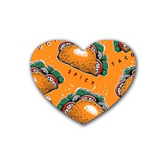 Seamless Pattern With Taco Rubber Coaster (heart)  by BangZart