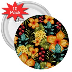 Fabulous Colorful Floral Seamless 3  Buttons (10 Pack)  by BangZart