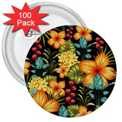 Fabulous Colorful Floral Seamless 3  Buttons (100 Pack)  by BangZart