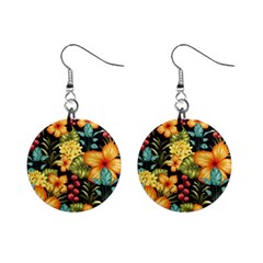 Fabulous Colorful Floral Seamless Mini Button Earrings by BangZart