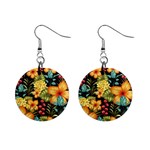 Fabulous colorful floral seamless Mini Button Earrings Front