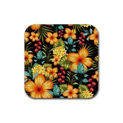 Fabulous Colorful Floral Seamless Rubber Coaster (square)  by BangZart