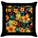 Fabulous colorful floral seamless Throw Pillow Case (Black) Front