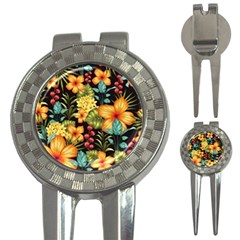 Fabulous Colorful Floral Seamless 3-in-1 Golf Divots by BangZart