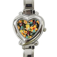 Fabulous Colorful Floral Seamless Heart Italian Charm Watch