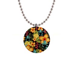 Fabulous Colorful Floral Seamless 1  Button Necklace by BangZart