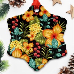 Fabulous Colorful Floral Seamless Snowflake Ornament (two Sides) by BangZart