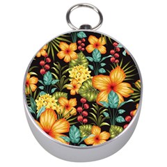 Fabulous Colorful Floral Seamless Silver Compasses by BangZart