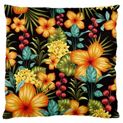 Fabulous Colorful Floral Seamless Large Flano Cushion Case (two Sides) by BangZart