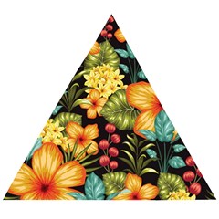 Fabulous Colorful Floral Seamless Wooden Puzzle Triangle by BangZart