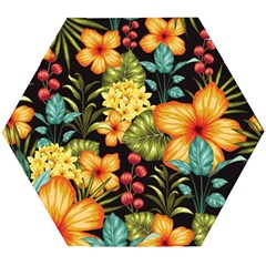 Fabulous Colorful Floral Seamless Wooden Puzzle Hexagon by BangZart