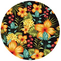 Fabulous Colorful Floral Seamless Wooden Bottle Opener (round) by BangZart