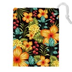 Fabulous colorful floral seamless Drawstring Pouch (4XL) Front