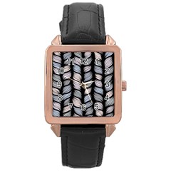 Seamless pattern with interweaving braids Rose Gold Leather Watch 