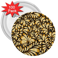 Damask Teardrop Gold Ornament Seamless Pattern 3  Buttons (100 Pack)  by BangZart