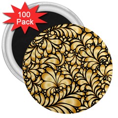 Damask Teardrop Gold Ornament Seamless Pattern 3  Magnets (100 Pack) by BangZart