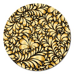 Damask Teardrop Gold Ornament Seamless Pattern Magnet 5  (round) by BangZart