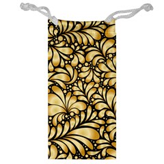 Damask Teardrop Gold Ornament Seamless Pattern Jewelry Bag by BangZart