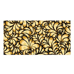 Damask Teardrop Gold Ornament Seamless Pattern Satin Shawl by BangZart