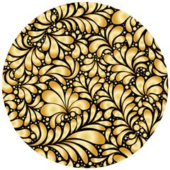 Damask Teardrop Gold Ornament Seamless Pattern Wooden Puzzle Round by BangZart