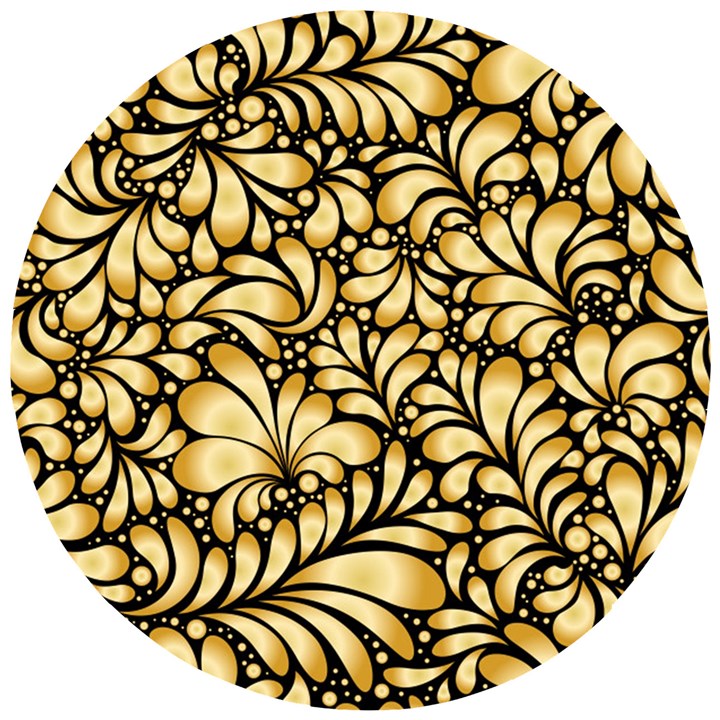 Damask teardrop gold ornament seamless pattern Wooden Puzzle Round