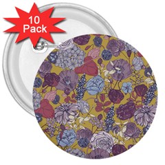 Floral Seamless Pattern With Flowers Vintage Background Colorful Illustration 3  Buttons (10 Pack)  by BangZart