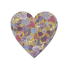 Floral Seamless Pattern With Flowers Vintage Background Colorful Illustration Heart Magnet by BangZart