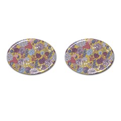 Floral Seamless Pattern With Flowers Vintage Background Colorful Illustration Cufflinks (oval)