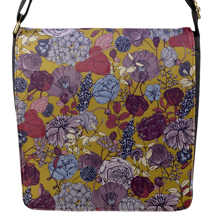 Floral seamless pattern with flowers vintage background colorful illustration Flap Closure Messenger Bag (S)