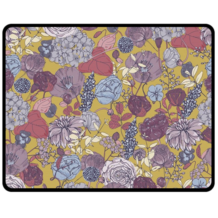 Floral seamless pattern with flowers vintage background colorful illustration Double Sided Fleece Blanket (Medium) 