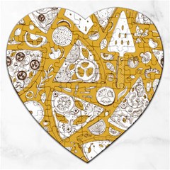 Vector Seamless Pizza Slice Pattern Hand Drawn Pizza Illustration Great Pizzeria Menu Background Jigsaw Puzzle (heart) by BangZart