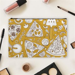 Vector Seamless Pizza Slice Pattern Hand Drawn Pizza Illustration Great Pizzeria Menu Background Cosmetic Bag (large) by BangZart