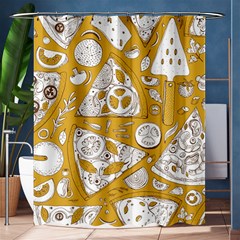 Vector Seamless Pizza Slice Pattern Hand Drawn Pizza Illustration Great Pizzeria Menu Background Shower Curtain 60  X 72  (medium)  by BangZart