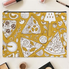 Vector Seamless Pizza Slice Pattern Hand Drawn Pizza Illustration Great Pizzeria Menu Background Cosmetic Bag (xxxl) by BangZart