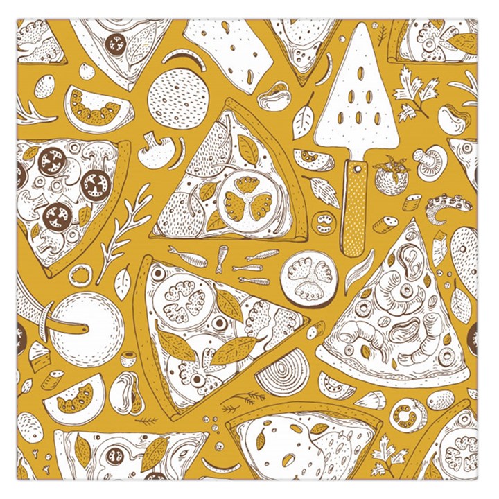 Vector seamless pizza slice pattern hand drawn pizza illustration great pizzeria menu background Large Satin Scarf (Square)