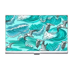 Sea Waves Seamless Pattern Business Card Holder by BangZart