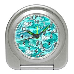 Sea Waves Seamless Pattern Travel Alarm Clock